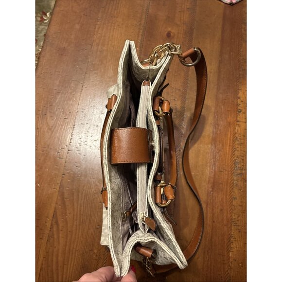 michael kors hamilton handbag large White And Brown Leather Strap - Picture 5 of 8